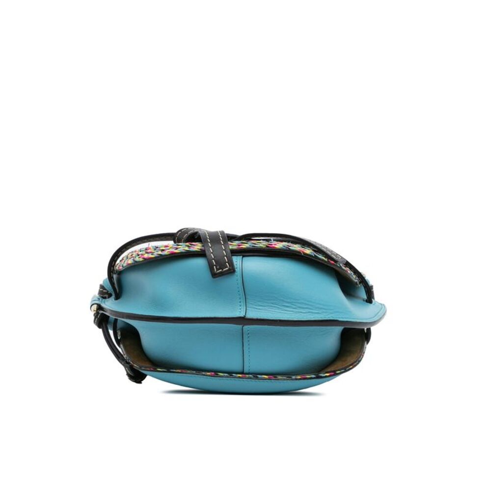 Pre Loved LOEWE Small Raffia and Calfskin Gate Crossbody Women Blue Crossbody - Picture 3 of 8
